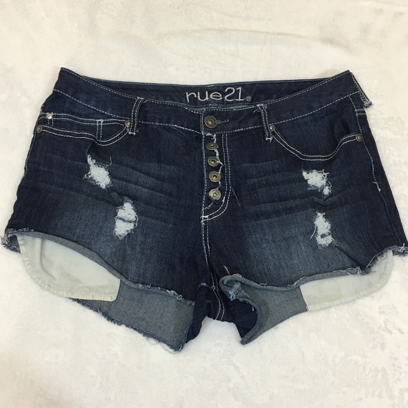 Rue21 Pants - Distressed button fly denim shorts